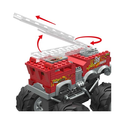 Camión de bomberos 5 Alarm Coche de bloques de construcción con 2 figuras, 279 piezas HOT WHEELS MEGA Construx MATTEL HHD19.