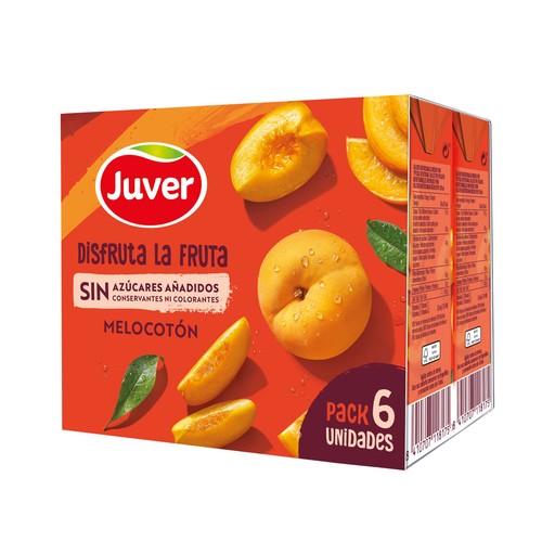 Bebida de zumo de melecotón JUVER DISFRUTA pack 6 uds x 200 ml.