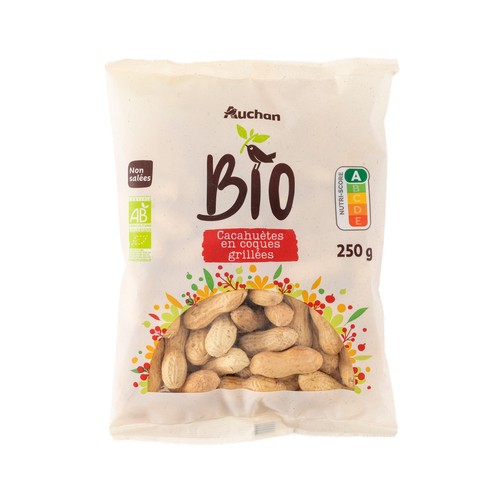 Cacahuetes tostados con cáscara ecológicos AUCHAN BIOALCAMPO ECOLÓGICO 250 g.