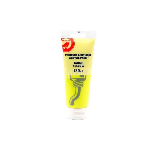 Acrilico color amarillo neón, 120 ml. AUCHAN.