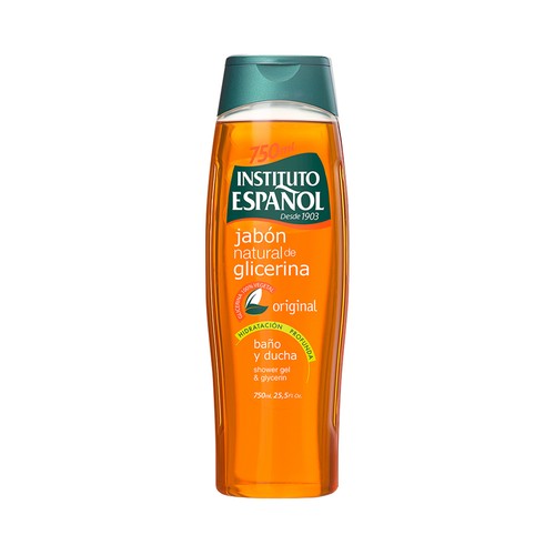 INSTITUTO ESPAÑOL Gel de baño o ducha hidratante, con glicerina 100% vegetal 750 ml.