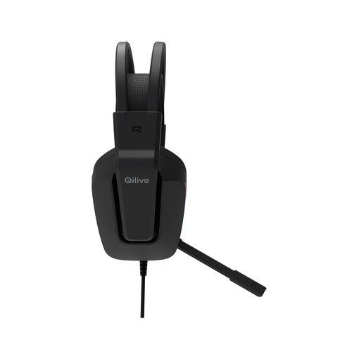 Auriculares tipo casco gaming Q.3408 con cable, color negro, QILIVE