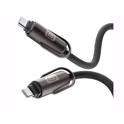 Cable colgante y de carga CELLULARLINE USBDATALACEC2CK, diseño cable usb-c a usb-c, carga rapida