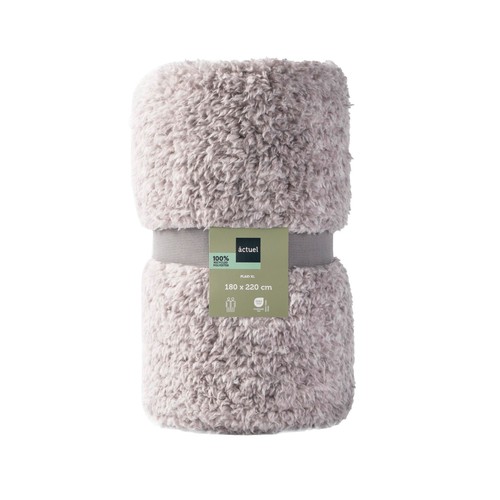 Manta sostenible sherpa de 240 gsm, color beige, ALCAMPO.