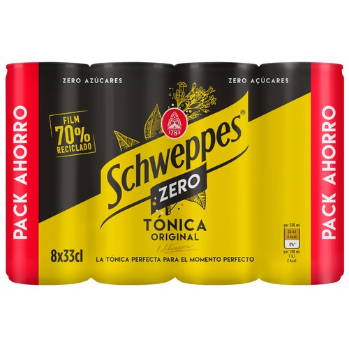 Tónicas Zero SCHWEPPES pack 8 uds. x 33 cl.