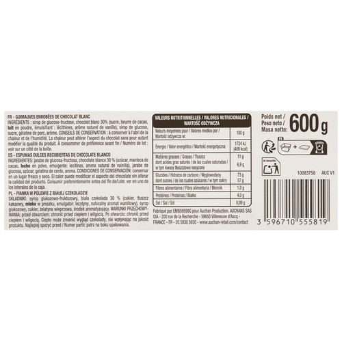 VENDOME Nubes recubiertas de chocolate blanco 600g