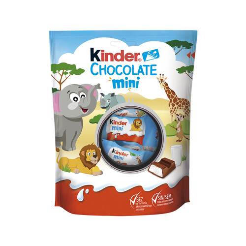 KINDER Barritas chocolate mini, con relleno crema cremoso de leche 120 g.