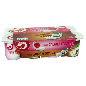 Imagen de AUCHAN Yogures de sabores variados (4 de fresa y 4 de coco) 8 x 125 g. Producto Alcampo