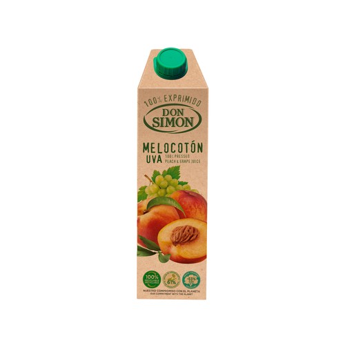 DON SIMON Zumo exprimido de melocotón y uva brick de 1 l.