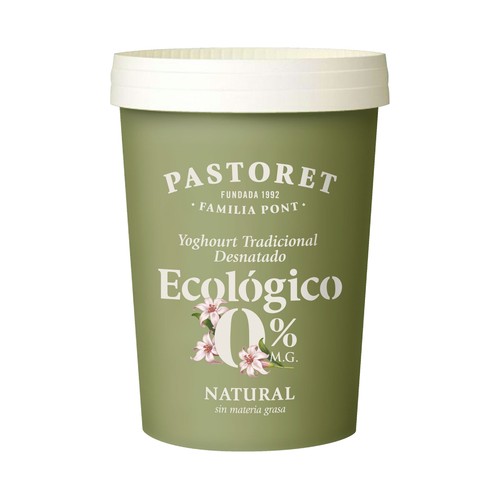 Yogur natural desnatado ecológico 0% M.G. PASTORET 500 g.