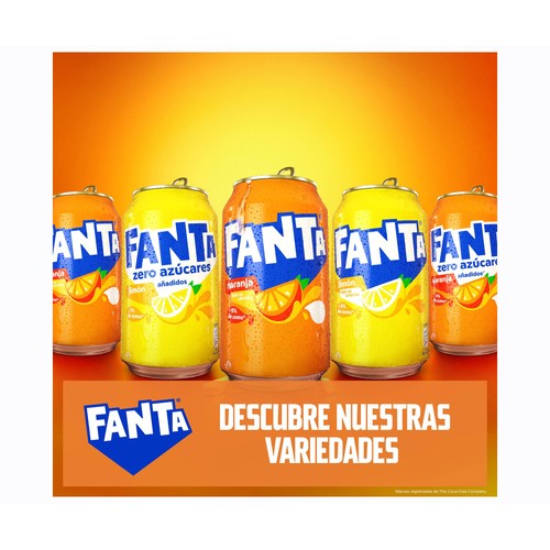 FANTA ZERO Refresco de naranja sin azúcares añadidos pack de 6 latas x 330 ml.