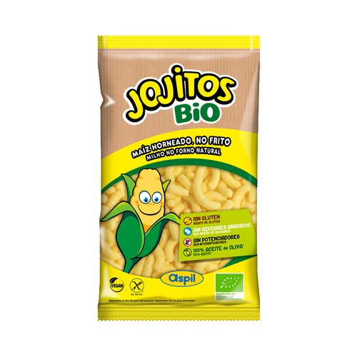 JOJITOS Aperitivo horneado, ecológico, de maíz elaborado con aceite de oliva JOJITOS Bio 90 g.
