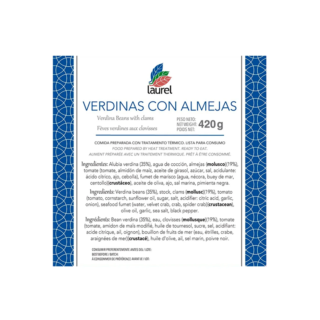 Verdinas con almejas 420 g.