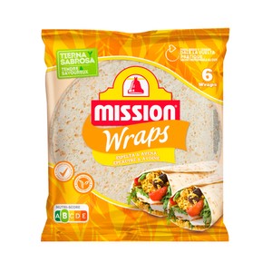 Imagen de MISSION Tortillas de trigo con espelta y avena especiales para hacer wraps 370 g.