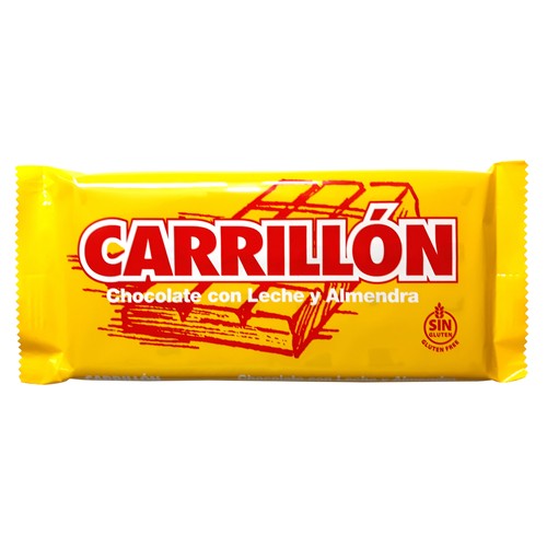 CARRILLÓN Chocolate con leche y almendras elaborado sin gluten tableta de 100 g.