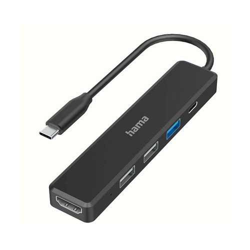 Hub 3 puertos USB, conexión tipo-C y HDMI, HAMA.