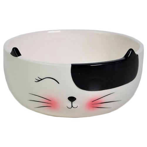 Bol gres gato en relieve de 12cm, ACTUEL.
