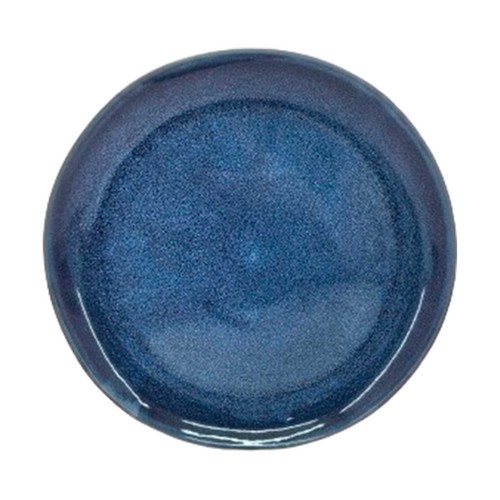 Plato para postre de gres reciclado 21cm color reactivo azúl, ACTUEL