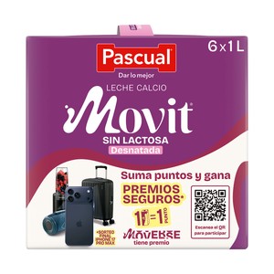 precios Pascual Movit Leche Con Calcio; Desnatada Y Sin Lactosa Caja 6X1 L en Alcampo