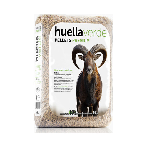 Pellet premium EN plus A1, saco de 15kg HUELLA VERDE.