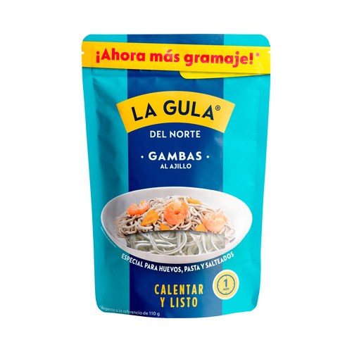 Sucedáneo de angulas con gambas al ajillo LA GULA del NORTE AL MINUTO 135 g.