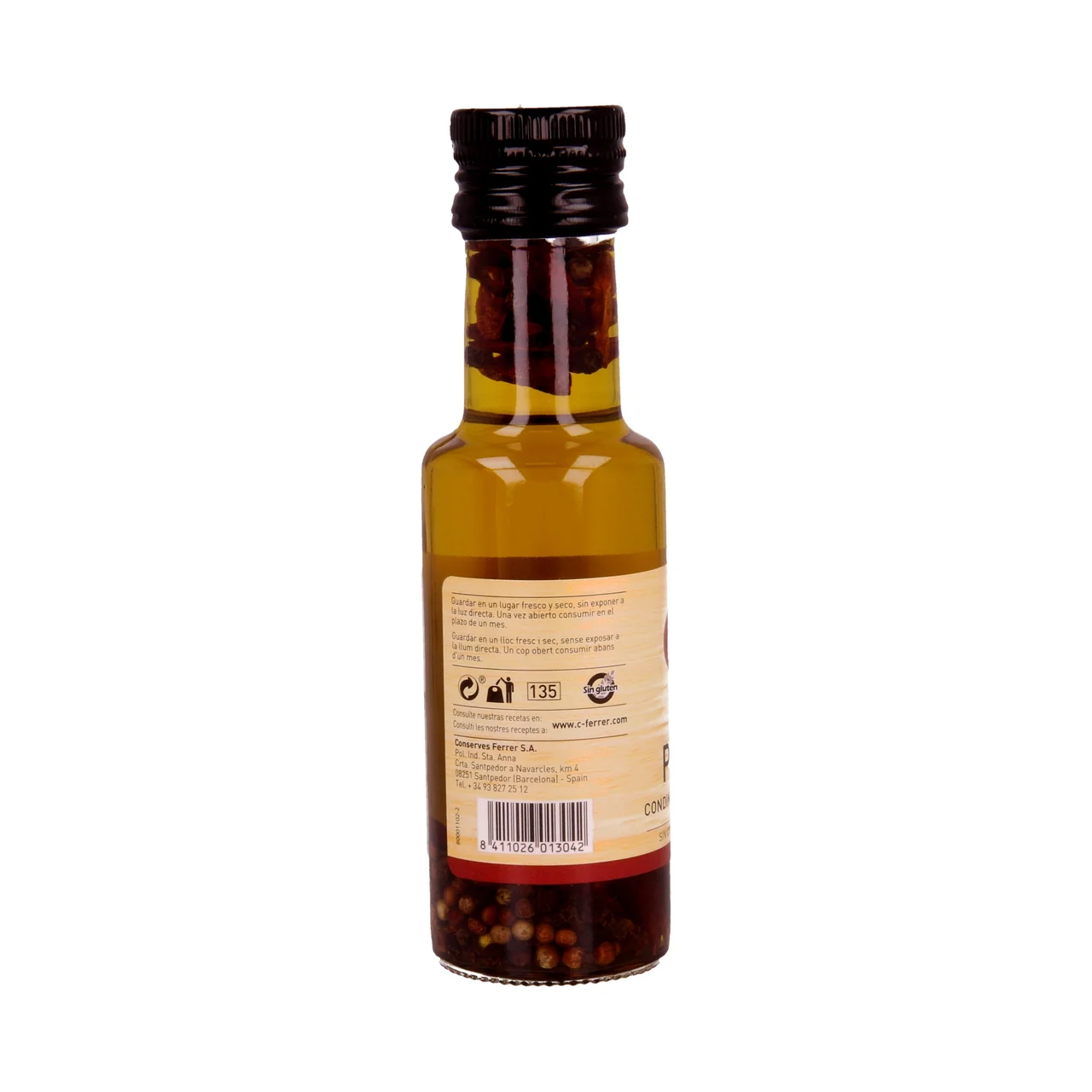 Aceite picante condimentado con especias botella de 166 ml.