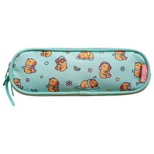 Estuche portatodo triple con cremalleras 10x22x7 cm Dulce Capivara. MITOS