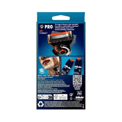 GILLETTE Máquina de afeitar con 2 cabezales pivotantes de 5 hojas GILLETTE Pro glide.