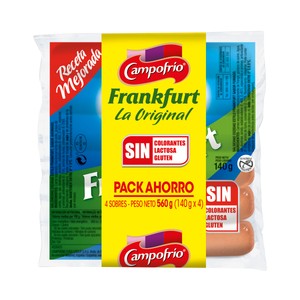 Imagen de CAMPOFRÍO Salchichas cocidas tipo Frankfurt, sabor ahumado CAMPOFRÍO 4 x 140 g.