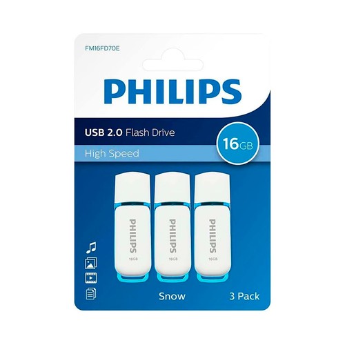 Pack 3 pendrive USB 2.0 PHILIPS Snow Edition Blue, 16GB