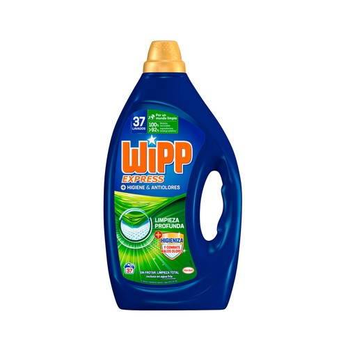 WIPP EXPRESS Detergente en gel para lavadora antiolores 1,850 l. 37 lav.