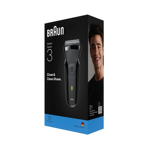 Afeitadora eléctrica en Seco BRAUN Series 3 300S, 3 Láminas Flexibles.