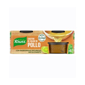 Imagen de KNORR Cacitos de caldo de pollo, con ingredientes naturales, sin glutamato 4 uds. 28 g.