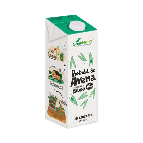 Bebida de avena ecológica, enriquecida con calcio y sin azúcares añadidos SORIA NATURAL 1 l.