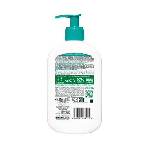 GARNIER Pure active Gel limpiador hidratante para todo tipo de pieles, incluso sensibles 250 ml.