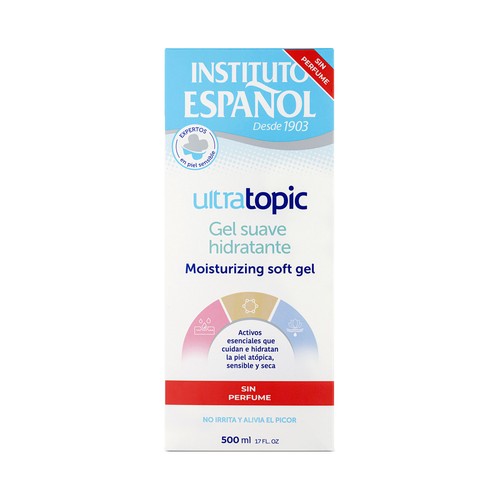 INSTITUTO ESPAÑOL Ultratopic Gel suave e hidratante para ducha o baño sin perfume 500 ml.