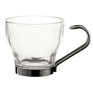 Imagen de 3 tazas de café de vidrio con asa de acero inox., 10,8cl. LUMINARC.