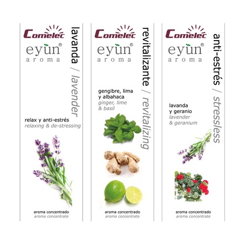 Pack de 3 de aromas COMELEC DA7440, lavanda, revitalizante y anti-estres, uso para humidificador. (3x10ml)