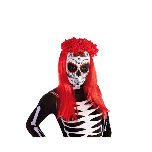 Máscara Calavera Katrina Rosas Dia Muertos
