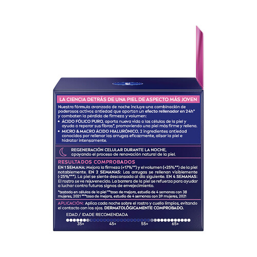 NIVEA Crema de noche antiedad intensiva con ácido Fólico puro y 2 tipos de ácido Hialurónico NIVEA Cellular expert filler 50 ml.