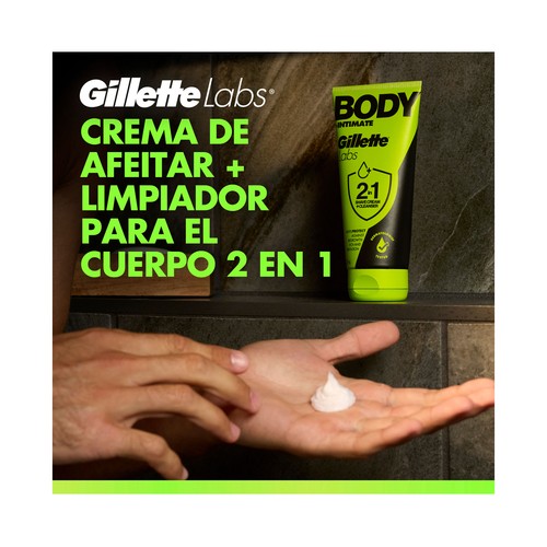 GILLETTE Labs body + intimate Crema 2 en 1 de afeitado corporal y limpiadora 177 ml. 
