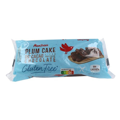 Plumcake cacao con trocitos de chocolate sin gluten PRODUCTO ALCAMPO 240 g.