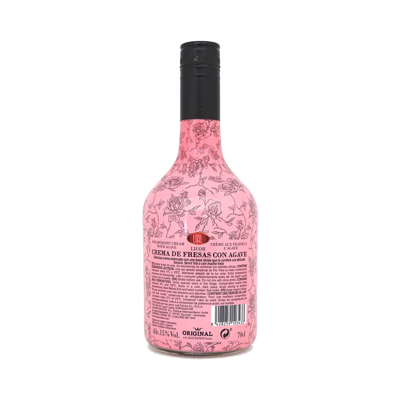 SARGENTO TEQUELA Crema de fresas con un toque de Agave (de origen Mexicano) SARGENTO TEQUELA botella de 70 cl.