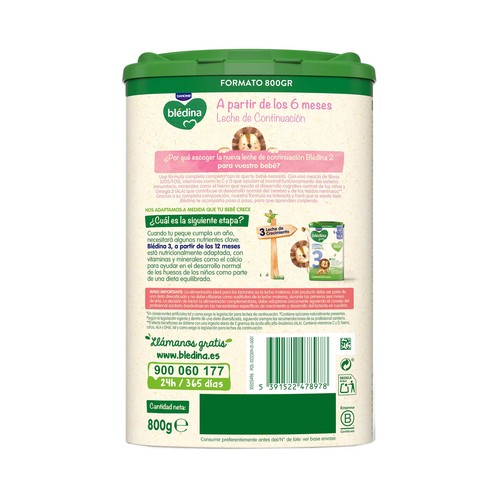 BLÉDINA de Danone Leche (2) de continuación a partir de los 6 meses 800 g
