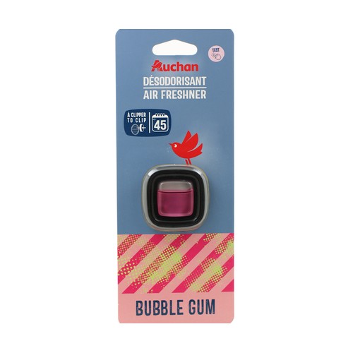 Ambientador para el coche membrana con aroma a bubble gum, AUCHAN.