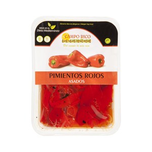 Pimientos rojos asados pelados y troceados 350 g.