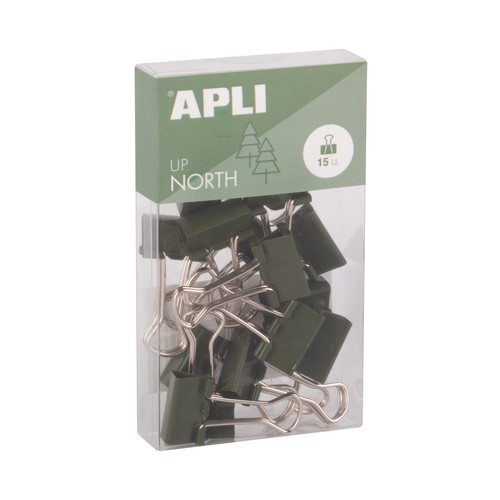 Pinza abatible 15 piezas 28mm color caqui. APLI UP NORTH