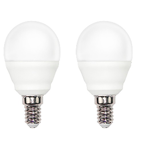Pack de 2 LED esférica E14, 40W luz cálida, ALCAMPO.