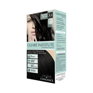 CLEARÉ INSTITUTE Crema de color permanente para cabellos delicados, tono 3.0 Castaño oscuro CLEARÉ INSTITUTE.
