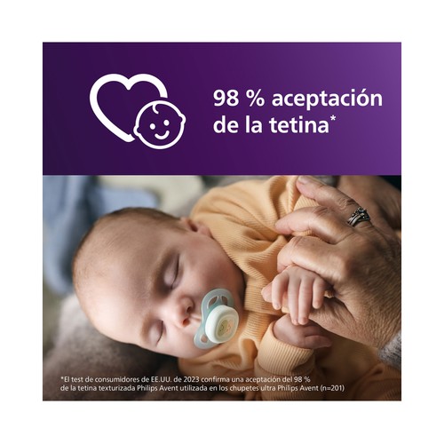 AVENT Ultra start de Philips Chupetes de 0 a 2 meses, con tetina con diseño ortodóntico 2 uds.